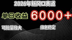 2026年新风口赛道，当日6000+以上，可批量放大，月收入20万+，长期绿色稳定的项目 – 战狼项目网_分享创业资讯_最新网络项目资源-生财有道