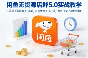 闲鱼无货源店群5.0实战教学，不补单，不投流，每天5小时，在闲鱼卖了几万单，每月5k到7k的净利润 – 战狼项目网_分享创业资讯_最新网络项目资源-生财有道