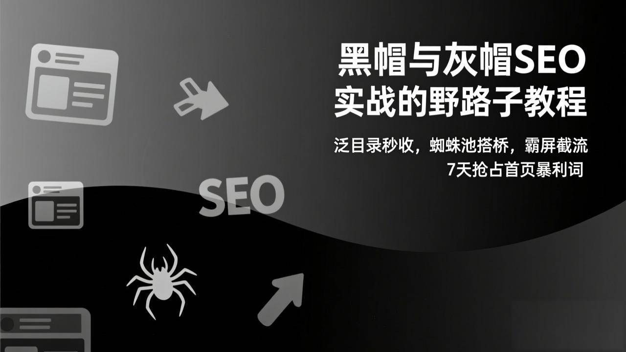 黑帽与灰帽SEO实战的野路子教程：泛目录秒收，蜘蛛池搭桥，霸屏截流，7天抢占首页暴利词 – 战狼项目网_分享创业资讯_最新网络项目资源-生财有道