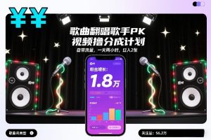 歌曲翻唱歌手PK视频撸分成计划，自带流量，一天两小时，日入2张 – 战狼项目网_分享创业资讯_最新网络项目资源-生财有道