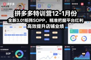 拼多多特训营12-1月份，全新3.01矩阵Sop，精准把握平台红利，高效提升店铺业绩 – 战狼项目网_分享创业资讯_最新网络项目资源-生财有道