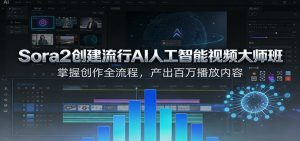 Sora2创建流行AI人工智能视频大师班，掌握创作全流程，产出百万播放内容 – 战狼项目网_分享创业资讯_最新网络项目资源-生财有道
