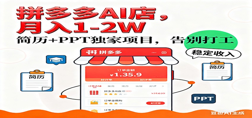 【独家】拼多多虚拟店，AI简历+PPT，单店月稳定1-2W，未来AI服务风口项目！ – 战狼项目网_分享创业资讯_最新网络项目资源-生财有道