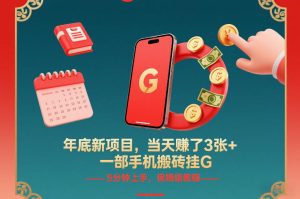 年底新项目，当天賺了3张+，一部手机搬砖挂G，5分钟上手，保姆级教程【揭秘】 – 战狼项目网_分享创业资讯_最新网络项目资源-生财有道