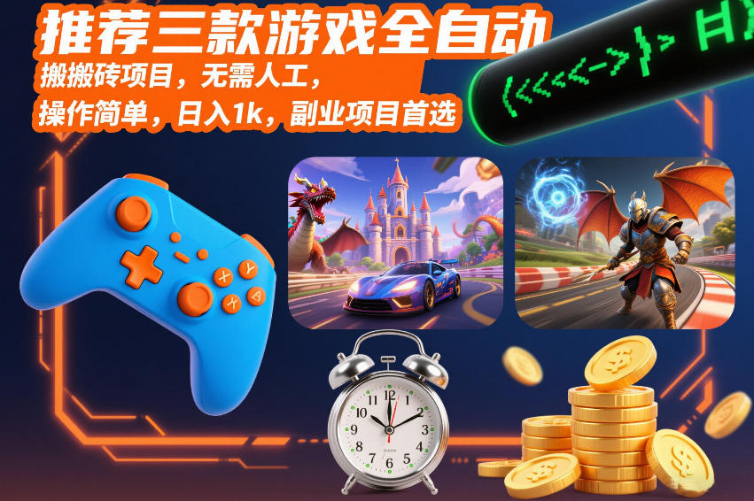 推荐三款游戏全自动搬砖项目，无需人工，操作简单，日入1k，副业项目首选【揭秘】 – 战狼项目网_分享创业资讯_最新网络项目资源-生财有道