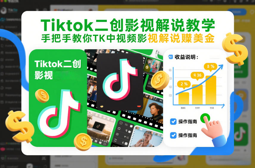 Tiktok二创影视解说教学，手把手教你TK中视频影视解说賺美金（更新26年1月） – 战狼项目网_分享创业资讯_最新网络项目资源-生财有道