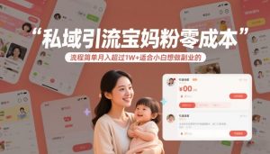 私域引流宝妈粉零成本流程简单月入超过1W+适合小白想做副业的 – 战狼项目网_分享创业资讯_最新网络项目资源-生财有道