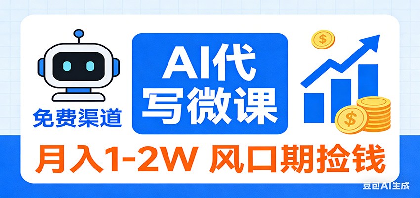 2026告别打工！AI 代写微课，提供免费渠道，月入 1-2W 风口期捡钱 – 战狼项目网_分享创业资讯_最新网络项目资源-生财有道