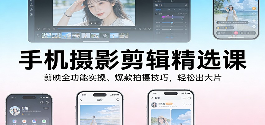 手机摄影剪辑精选课：剪映全功能实操、爆款拍摄技巧，轻松出大片 – 战狼项目网_分享创业资讯_最新网络项目资源-生财有道