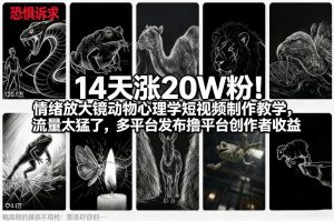 14天涨20W粉！情绪放大镜动物心理学短视频制作教学，流量太猛了，多平台发布撸平台创作者收益 – 战狼项目网_分享创业资讯_最新网络项目资源-生财有道