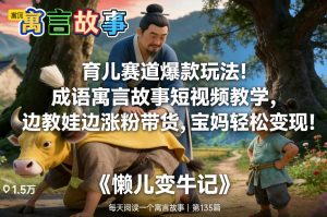 育儿赛道爆款玩法!成语寓言故事短视频教学,边教娃边涨粉带货,宝妈轻松变现! – 战狼项目网_分享创业资讯_最新网络项目资源-生财有道