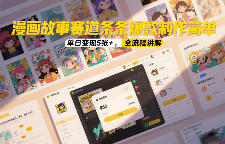 漫画故事赛道条条爆款制作简单，单日变现5张+，全流程讲解 – 战狼项目网_分享创业资讯_最新网络项目资源-生财有道