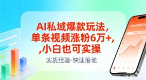 AI私域爆款玩法,单条视频涨粉6W+,小白也可实操 – 战狼项目网_分享创业资讯_最新网络项目资源-生财有道