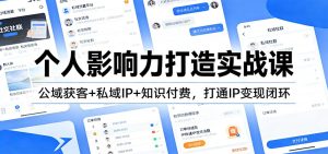 个人影响力打造实战课:公域获客+私域IP+知识付费,打通IP变现闭环 – 战狼项目网_分享创业资讯_最新网络项目资源-生财有道