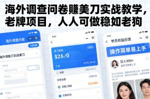 海外调查问卷賺美刀实战教学,老牌项目,人人可做稳如老狗 – 战狼项目网_分享创业资讯_最新网络项目资源-生财有道