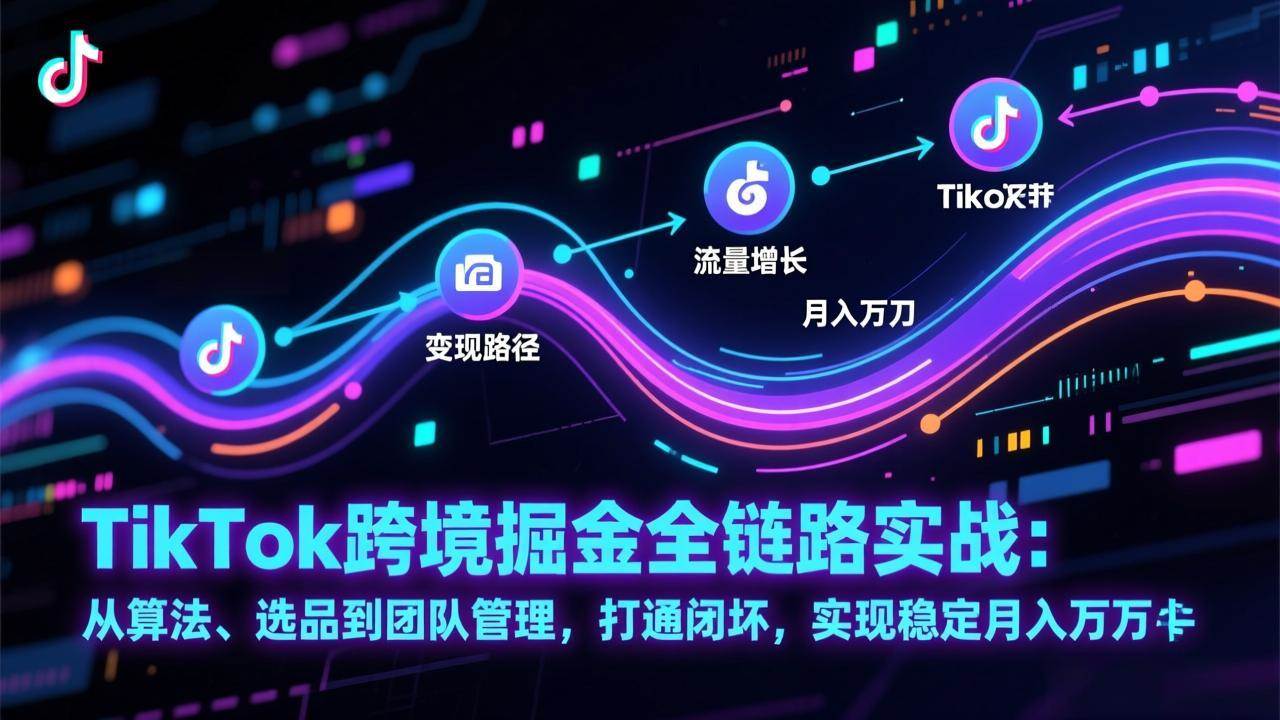 TikTok跨境掘金全链路实战：从算法、选品到团队管理，打通闭环，实现稳定月入万刀 – 战狼项目网_分享创业资讯_最新网络项目资源-生财有道