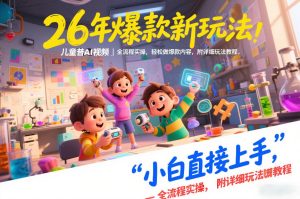 26年爆款新玩法，儿童科普AI视频，全流程实操，轻松做爆款内容，小白直接上手，附详细玩法教程 – 战狼项目网_分享创业资讯_最新网络项目资源-生财有道
