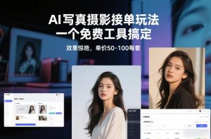 AI写真摄影接单玩法,一个免费工具搞定,效果惊艳,单价50-100每套 – 战狼项目网_分享创业资讯_最新网络项目资源-生财有道