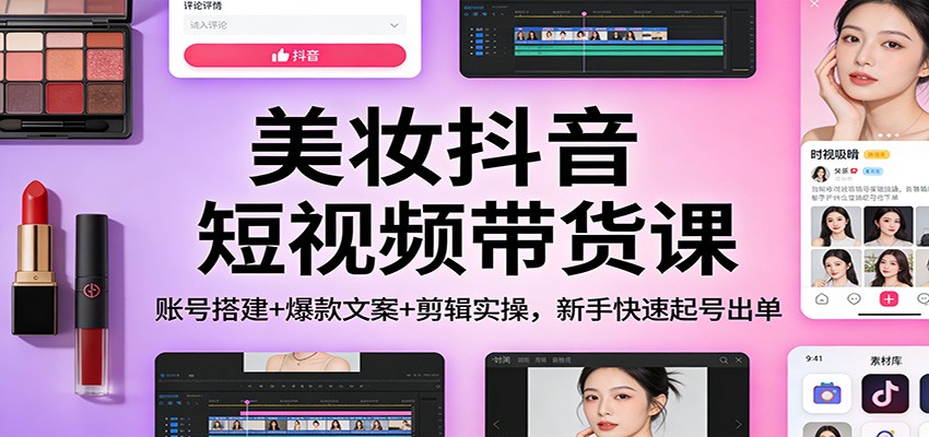 美妆抖音短视频带货课：账号搭建+爆款文案+剪辑实操，新手快速起号出单 – 战狼项目网_分享创业资讯_最新网络项目资源-生财有道