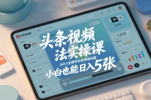 头条视频玩法实操课，从0-1全细节头条所有问题，小白也能日入5张 – 战狼项目网_分享创业资讯_最新网络项目资源-生财有道