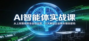AI智能体实战课：从上岗落地到全自动运营，三天解锁企业降本增效密码 – 战狼项目网_分享创业资讯_最新网络项目资源-生财有道