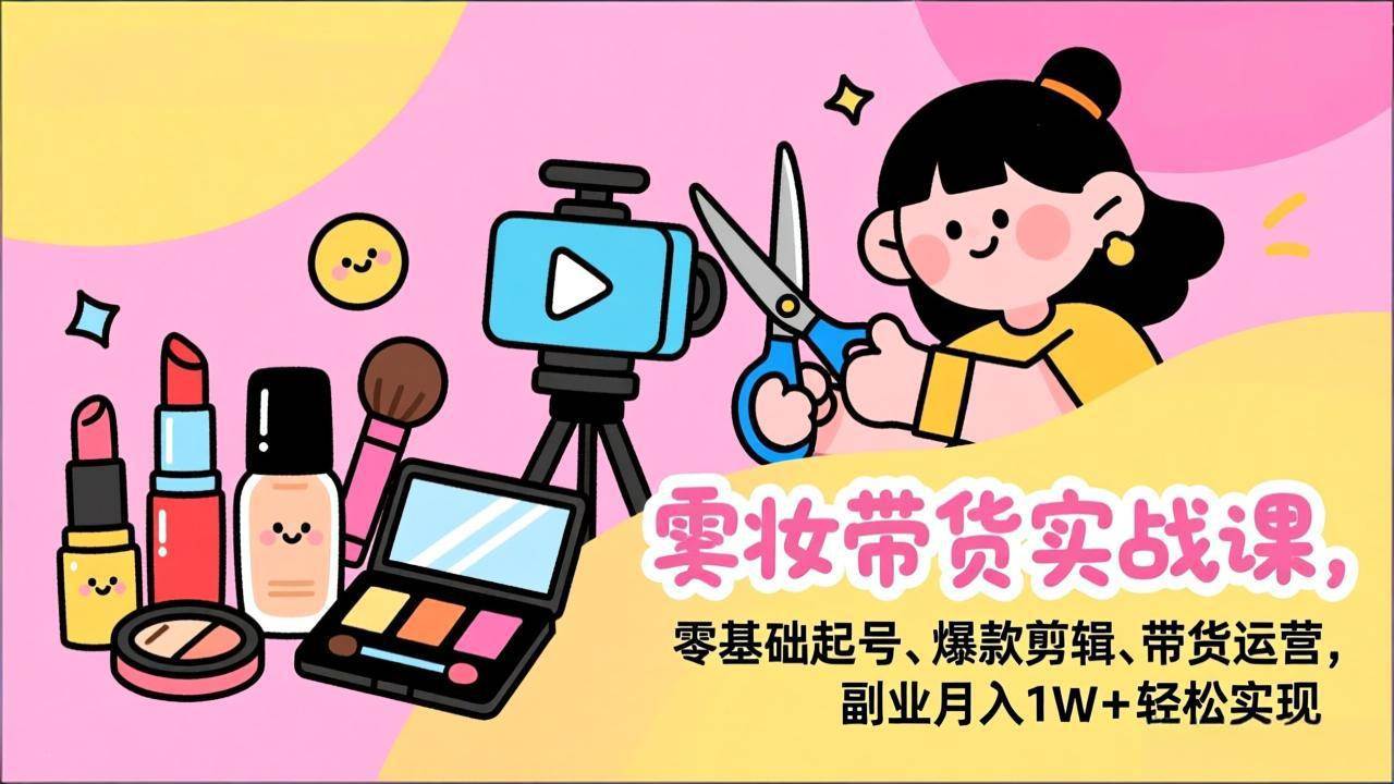 美妆带货实战课，零基础起号、爆款剪辑、带货运营，副业月入1W+轻松实现 – 战狼项目网_分享创业资讯_最新网络项目资源-生财有道