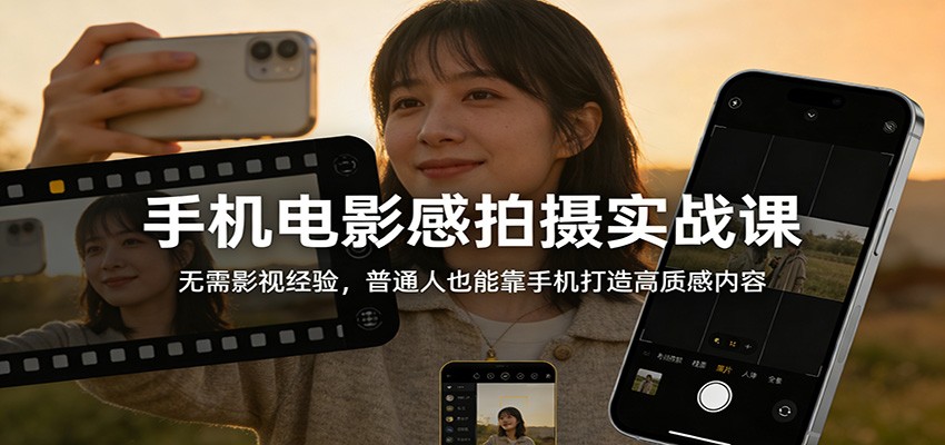 手机电影感拍摄实战课：无需影视经验，普通人也能靠手机打造高质感内容 – 战狼项目网_分享创业资讯_最新网络项目资源-生财有道