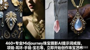 460+专业Midjourney珠宝摄影AI提示词戒指，项链-耳环-手链-宝石等，立即开始创作珠宝艺术 – 战狼项目网_分享创业资讯_最新网络项目资源-生财有道