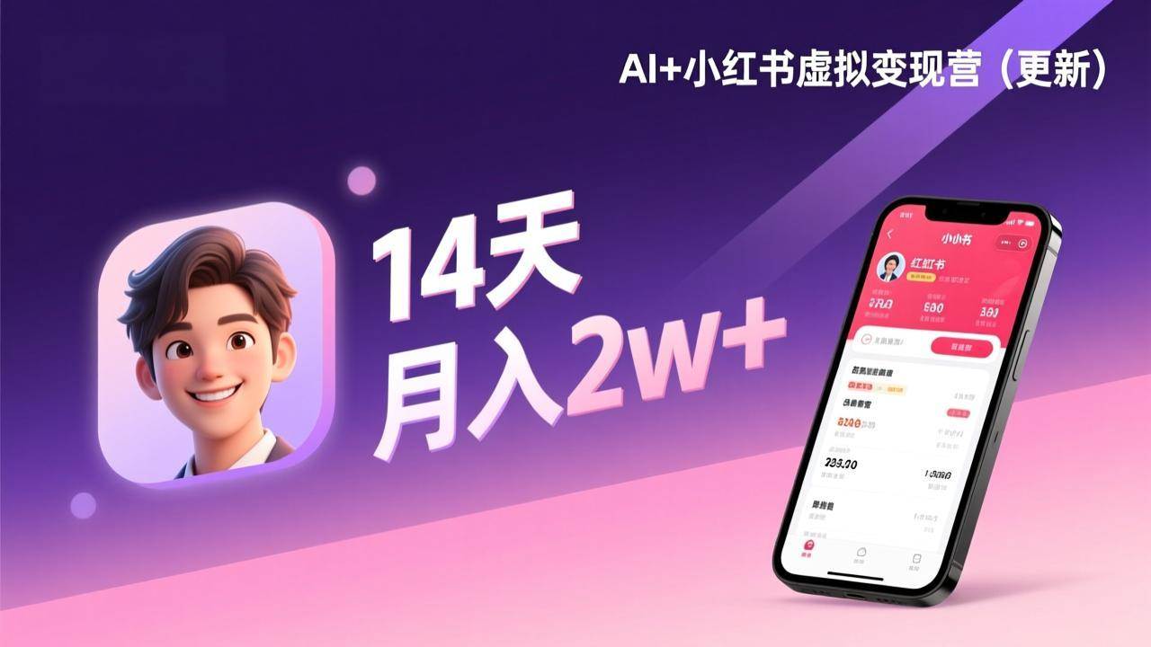 AI+小红书虚拟变现营（更新），14天掌握选品、笔记、成交，打造自动化月入2w+事业 – 战狼项目网_分享创业资讯_最新网络项目资源-生财有道