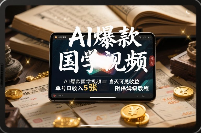 AI爆款国学视频，独家起号方法，小白直接上手，当天可见收益，单号日收入5张+附保姆级教程 – 战狼项目网_分享创业资讯_最新网络项目资源-生财有道