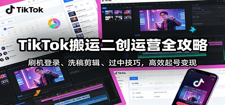 TikTok搬运二创运营全攻略：刷机登录、洗稿剪辑 、过中技巧，高效起号变现 – 战狼项目网_分享创业资讯_最新网络项目资源-生财有道