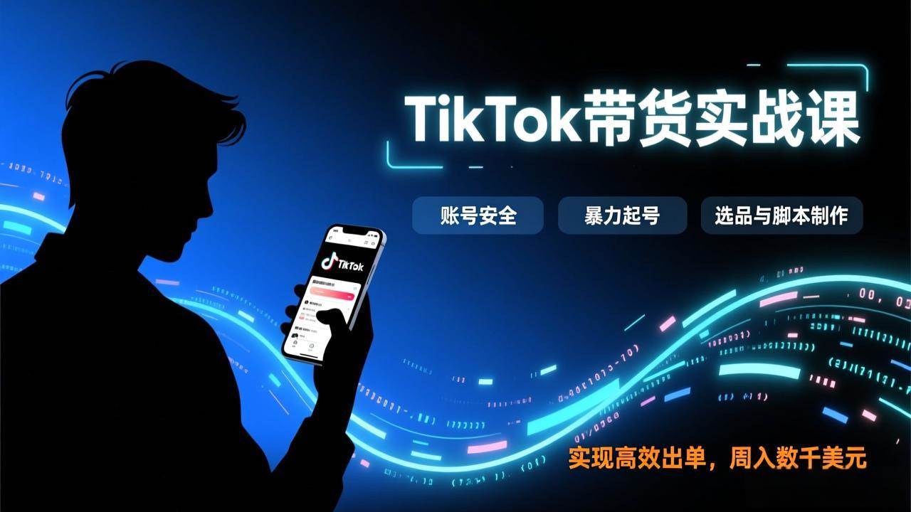 TikTok带货实战课，涵盖账号安全、暴力起号、选品与脚本制作，实现高效出单，周入数千美元 – 战狼项目网_分享创业资讯_最新网络项目资源-生财有道