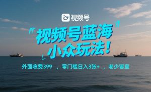 视频号蓝海小众玩法!外面收费399,零门槛日入3张+,老少皆宜 – 战狼项目网_分享创业资讯_最新网络项目资源-生财有道