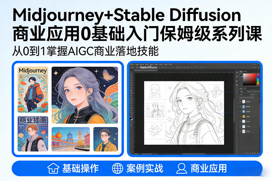 AIGC商业应用Midjourney+Stable Diffusion教程，0基础入门保姆级系列课 – 战狼项目网_分享创业资讯_最新网络项目资源-生财有道