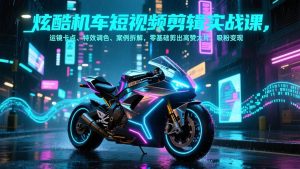 炫酷机车短视频剪辑实战课,运镜卡点、特效调色、案例拆解,零基础剪出高赞大片,吸粉变现 – 战狼项目网_分享创业资讯_最新网络项目资源-生财有道
