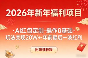 新年福利项目,AI红包定制,操作0基础,玩法变现20W+年前最后一波红利,附详细教程 – 战狼项目网_分享创业资讯_最新网络项目资源-生财有道