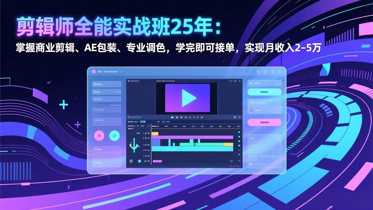 剪辑师全能实战班25年：掌握商业剪辑、AE包装、专业调色，学完即可接单，实现月收入2-5万 – 战狼项目网_分享创业资讯_最新网络项目资源-生财有道