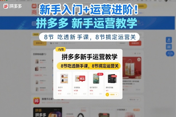 新手入门+运营进阶！拼多多新手运营教学，8节吃透新手课，8节搞定运营关 – 战狼项目网_分享创业资讯_最新网络项目资源-生财有道