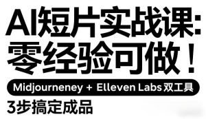 AI短片实战课:零经验可做,Midjourney+ElevenLabs双工具,3步搞定成品 – 战狼项目网_分享创业资讯_最新网络项目资源-生财有道