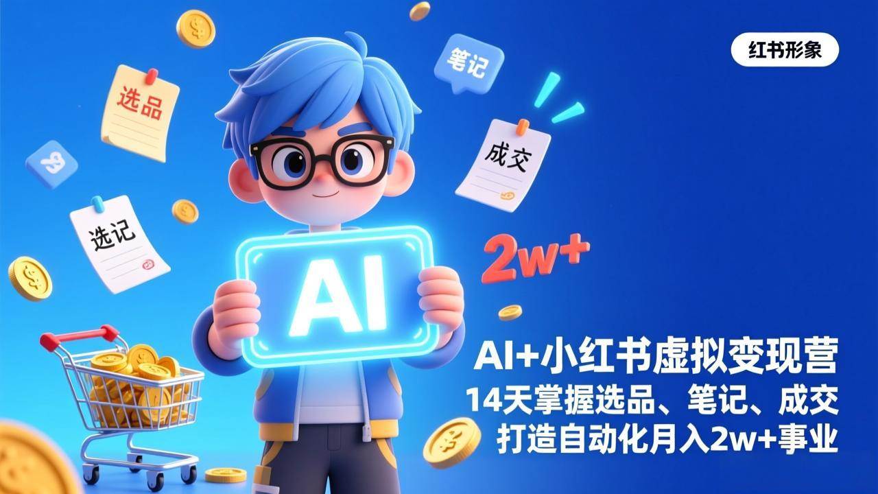 AI+小红书虚拟变现营（完结），14天掌握选品、笔记、成交，打造自动化月入2w+事业 – 战狼项目网_分享创业资讯_最新网络项目资源-生财有道