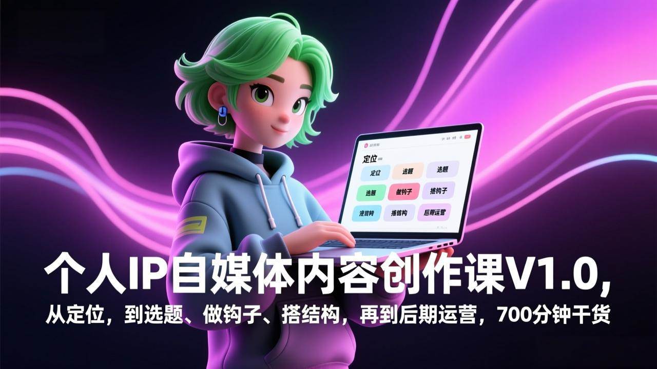 个人IP自媒体内容创作课V1.0，从定位，到选题、做钩子、搭结构，再到后期运营，700分钟干货 – 战狼项目网_分享创业资讯_最新网络项目资源-生财有道