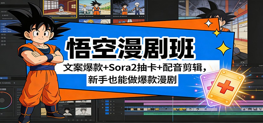 悟空漫剧班：文案爆款+Sora2抽卡+配音剪辑，新手也能做爆款漫剧 – 战狼项目网_分享创业资讯_最新网络项目资源-生财有道