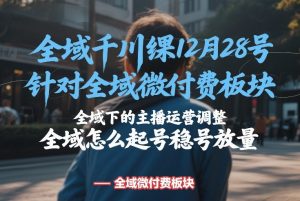 全域千川线下课12月28号，针对全域微付费板块，全域下的主播运营调整，全域怎么起号稳号放量 – 战狼项目网_分享创业资讯_最新网络项目资源-生财有道