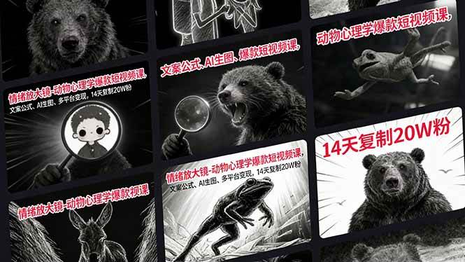 情绪放大镜-动物心理学爆款短视频课，文案公式、AI生图、多平台变现，14天复制20W粉 – 战狼项目网_分享创业资讯_最新网络项目资源-生财有道