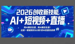 2026创收新技能AI+短视频+直播，用AI爆改生意，这是一套能陪你从0到1的AI创富实战课 – 战狼项目网_分享创业资讯_最新网络项目资源-生财有道