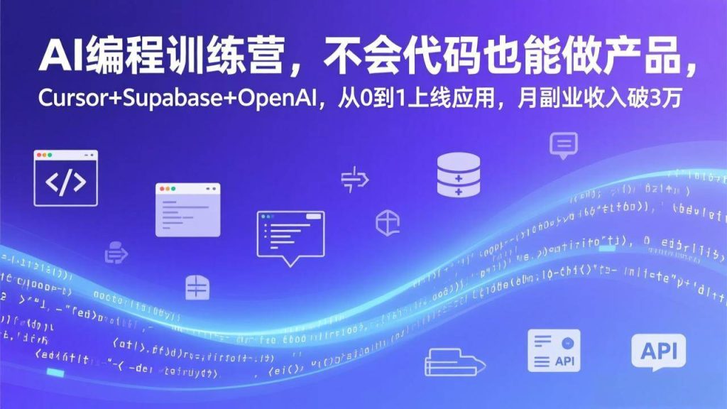 AI编程训练营，不会代码也能做产品，Cursor+Supabase+OpenAI，从0到1上线应用，月副业收入破3万 – 战狼项目网_分享创业资讯_最新网络项目资源-生财有道