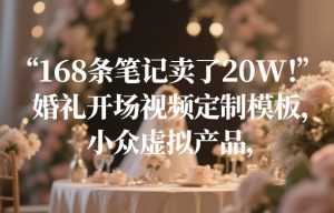 168条笔记卖了20W！婚礼开场视频定制模板，小众虚拟产品 – 战狼项目网_分享创业资讯_最新网络项目资源-生财有道