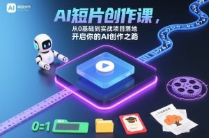 AI短片创作课，从0基础到实战项目落地，开启你的AI创作之路（更新） – 战狼项目网_分享创业资讯_最新网络项目资源-生财有道