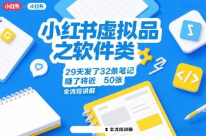 小红书虚拟品之软件类，29天发了32条笔记，賺了将近50张，全流程讲解 – 战狼项目网_分享创业资讯_最新网络项目资源-生财有道